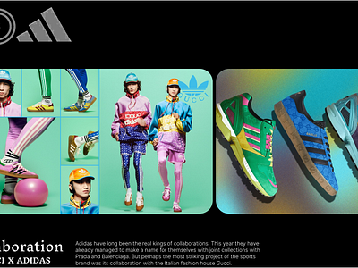 Animated layout design for Gucci and Adidas collaboration design logo ui ux