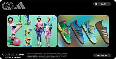 Animated layout design for Gucci and Adidas collaboration design logo ui ux