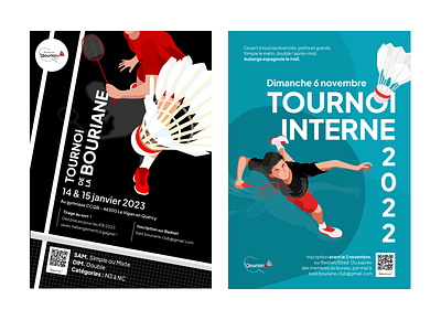 Badminton Bouriane Club - Badminton poster branding design illustration