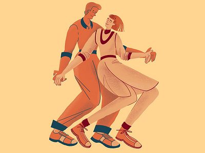 Lindy hop dancers branding character illustration