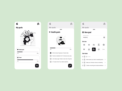 Goal Tracker App Design goal tracker illustration material design syatem material ui mobile app mui ui user experience ux design