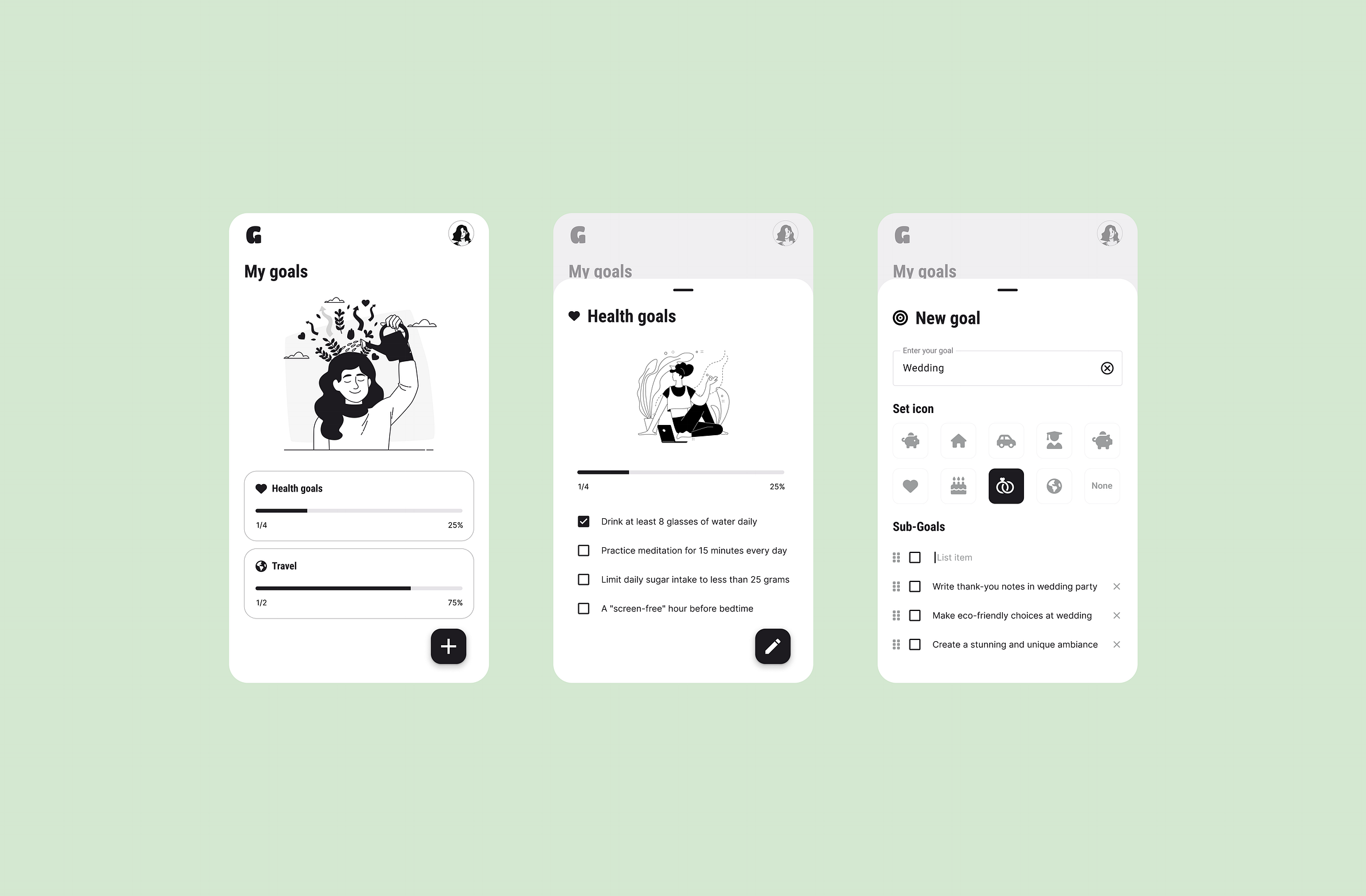 Goal tracker app design by keerthana rajendran on dribbble
