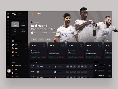 Footbal bet betting casino dashboard homepage interface logo news social sport