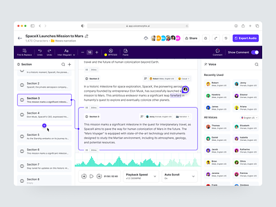 VoiceMorphix | Text-to-Speech | Editor admin artificial intellegent b2b b2c dashboard data docs editor figma folder google docs management microsoft word product design saas text editor text to speech voice voice over web app