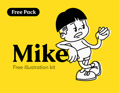 Mike - Free Retro Illustration Pack cartoon charachter design free ai freebie freeresources illustration vector