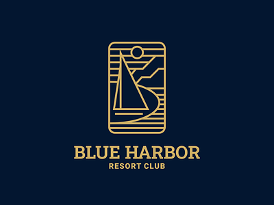 Blue Harbor Logo brand branding design for sale harbor logo marine mark nagual design resort yacht