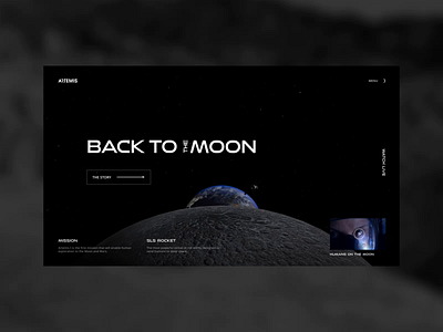 Artemis hero banner animation artemis black dark minimal moon nasa space ui ux web webdesign