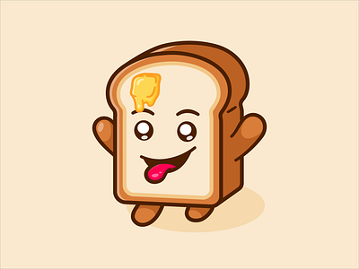 Happy Bread bake bakery bread butter cartoon cartoony crazy cute dance fun funny graphic design happy hungry illustration kitchen smile toast tongue vector