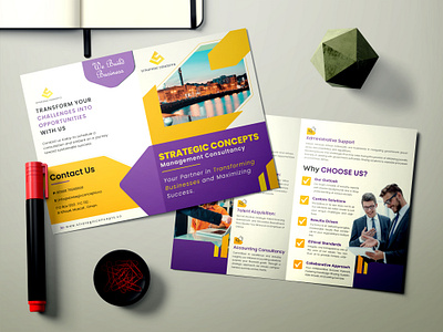 Two Fold Brochure Design bi fold brochure design flyer foldable graphic designer leaflet mockup print design two fold