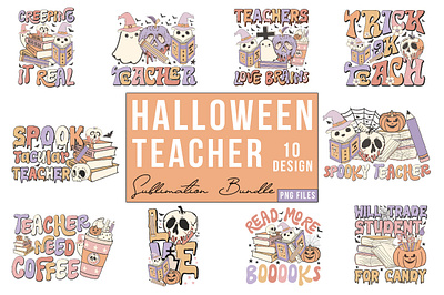 Halloween Teacher Sublimation Design Bundle art