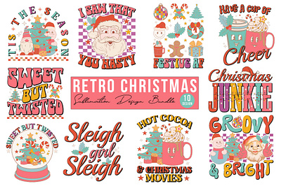 Retro Christmas PNG Sublimation Design reindeer png