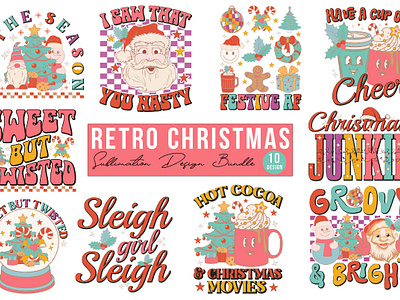 Retro Christmas PNG Sublimation Design reindeer png