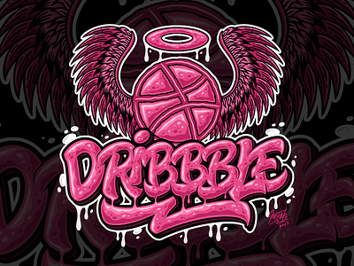 DRIBBBLE - Lettering + illustration artwork artwork ball branding custom design custom lettering design dribbble graffiti hand lettering identity illustration lettering logo logos logotype rebranding tshirt design typography vector wings