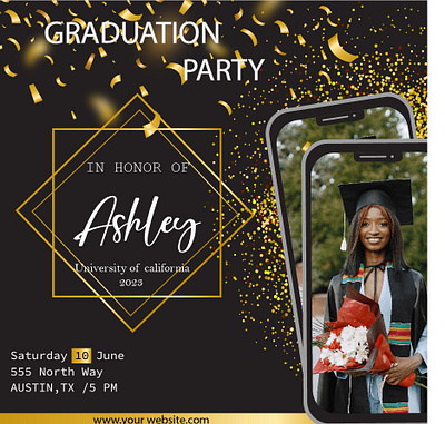 Graduation Party flyer branding design graduation flyer graphic design illustration invitation card design party flyer vector