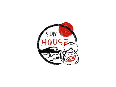 "Sun house" logo for tea company adobe illustrator asia branding design graphic design icon identity illustration japan japan logo japan style landscape logo logo mark tea tea company tea logo vector