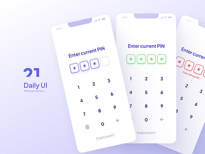 Daily UI #21 - PIN code interface code dailyui design interface lock mobile mobile app passcode pin pin code privacy protection secure security security screen ui uiux unlock ux validation