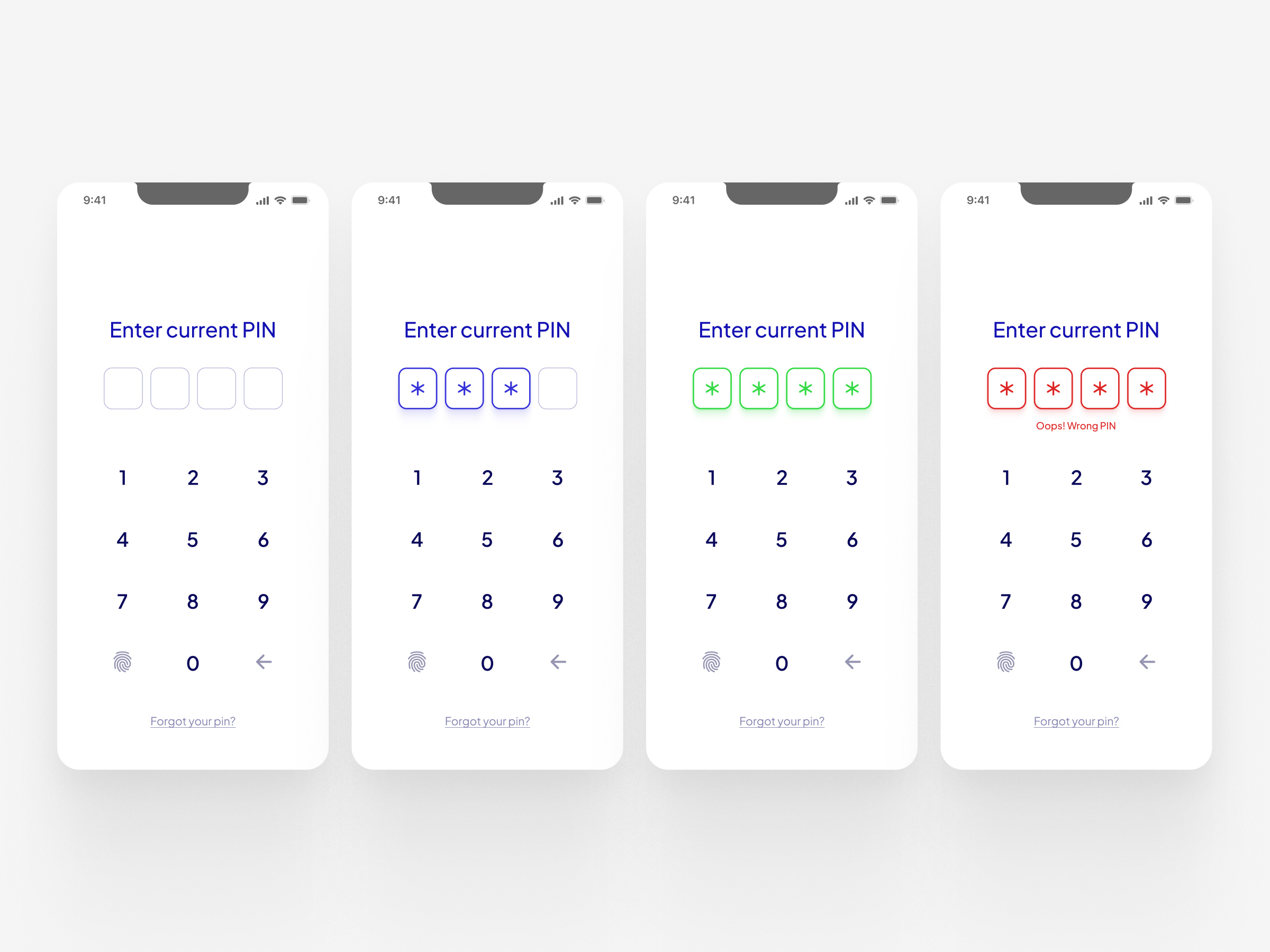 Daily UI #21 - PIN code interface by Veronica K on Dribbble