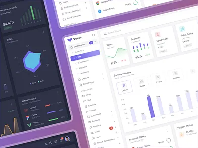 CRM Dashboard - Vuexy Design System academy admin analytics auth button card chart componunts crm dark dashboard ecommerce figma list logistics pages table uikit user widget