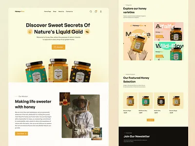 Honey-Bee Landing Page 🎉 3d add to cart design e commerce graphic design illustration landing page logo parallex product design product photography ui ui design ui inspiration ui trends ux visual design web design website website banner