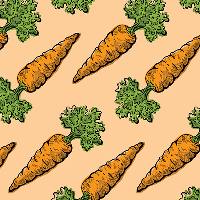 Carrot Seamless Pattern carrot carrots design draw drawing engraving etching garden grow health healthy illustration organic pattern repeat scratchboard seamless vegan vegetable veggie