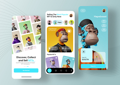 NFT Mobile App analytics app app ui branding cards design figma graphic design illustration logo nft ui