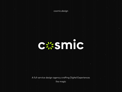 Cosmic Logo + Branding animated logo animation brand branding design design agency hero identity lime lime color logo logo animation logomark typographic logo typography