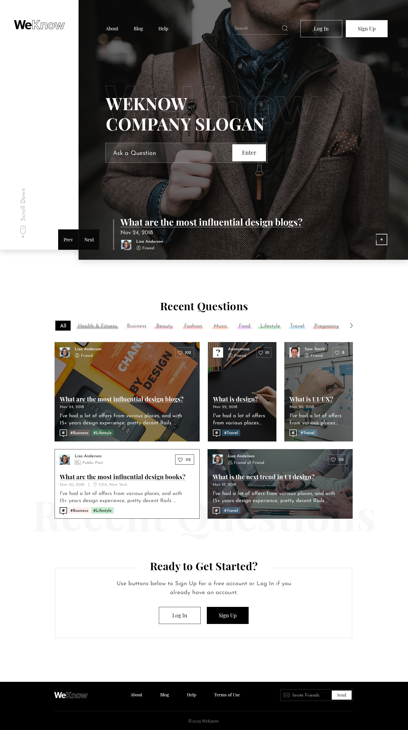 We Know - Homepage design landing page ui ux webdesign website