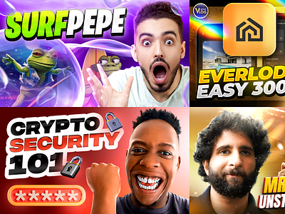 YOUTUBE THUMBNAIL DESIGNS FOR CRYPTO CHANNELS VOL.1 crypto graphic design social media design thumbnail video cover youtube