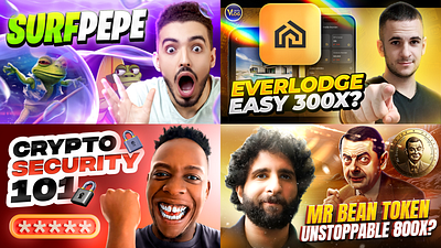 YOUTUBE THUMBNAIL DESIGNS FOR CRYPTO CHANNELS VOL.1 crypto graphic design social media design thumbnail video cover youtube