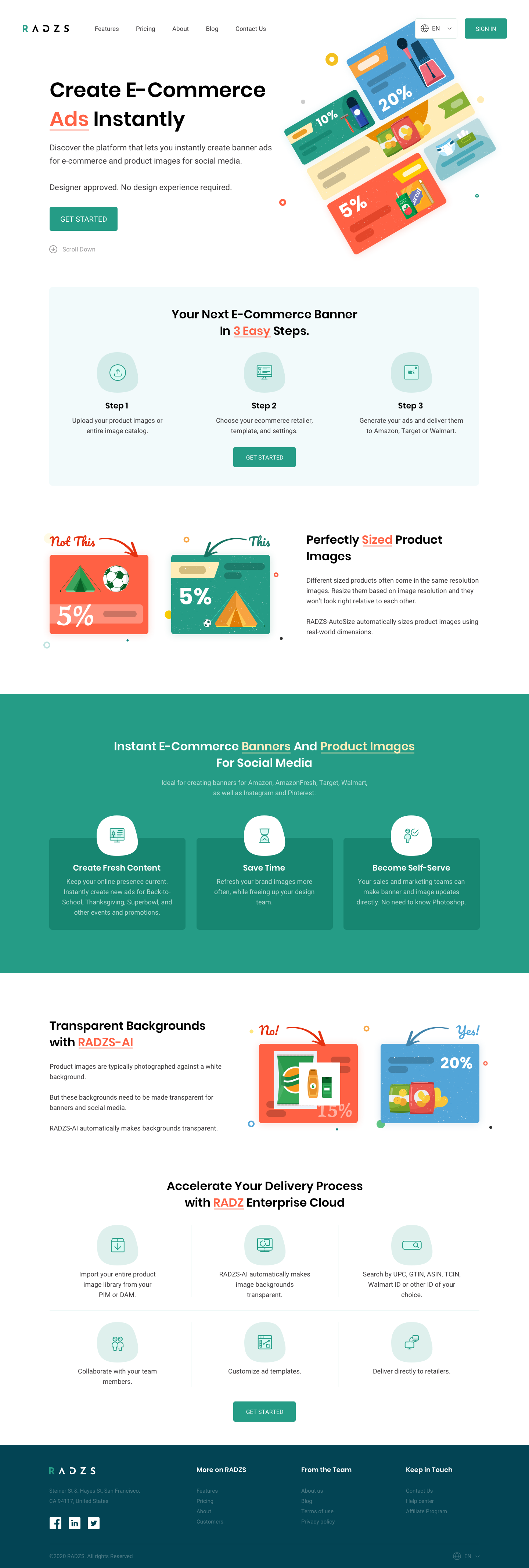 Radzs -Homepage design e commerce landing page marketing ui ux webdesign website