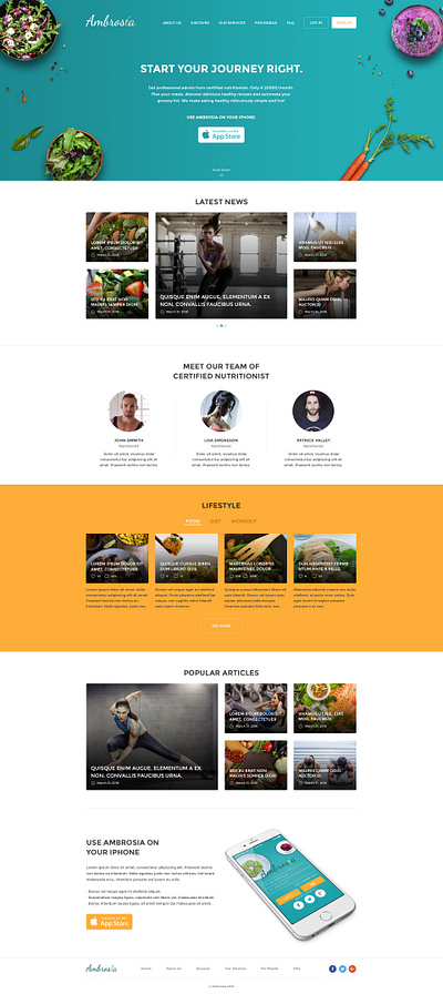 Ambrosia - Homepage design food health landing page nutrition ui user interface ux webdesign website