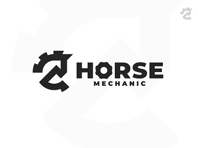 Horse Mechanic (sold to client) custom logo engine equipment geometric horse horse horse cogwheel horse gear logo horse logo logo design logo designer machine minimalist popular technologies technology