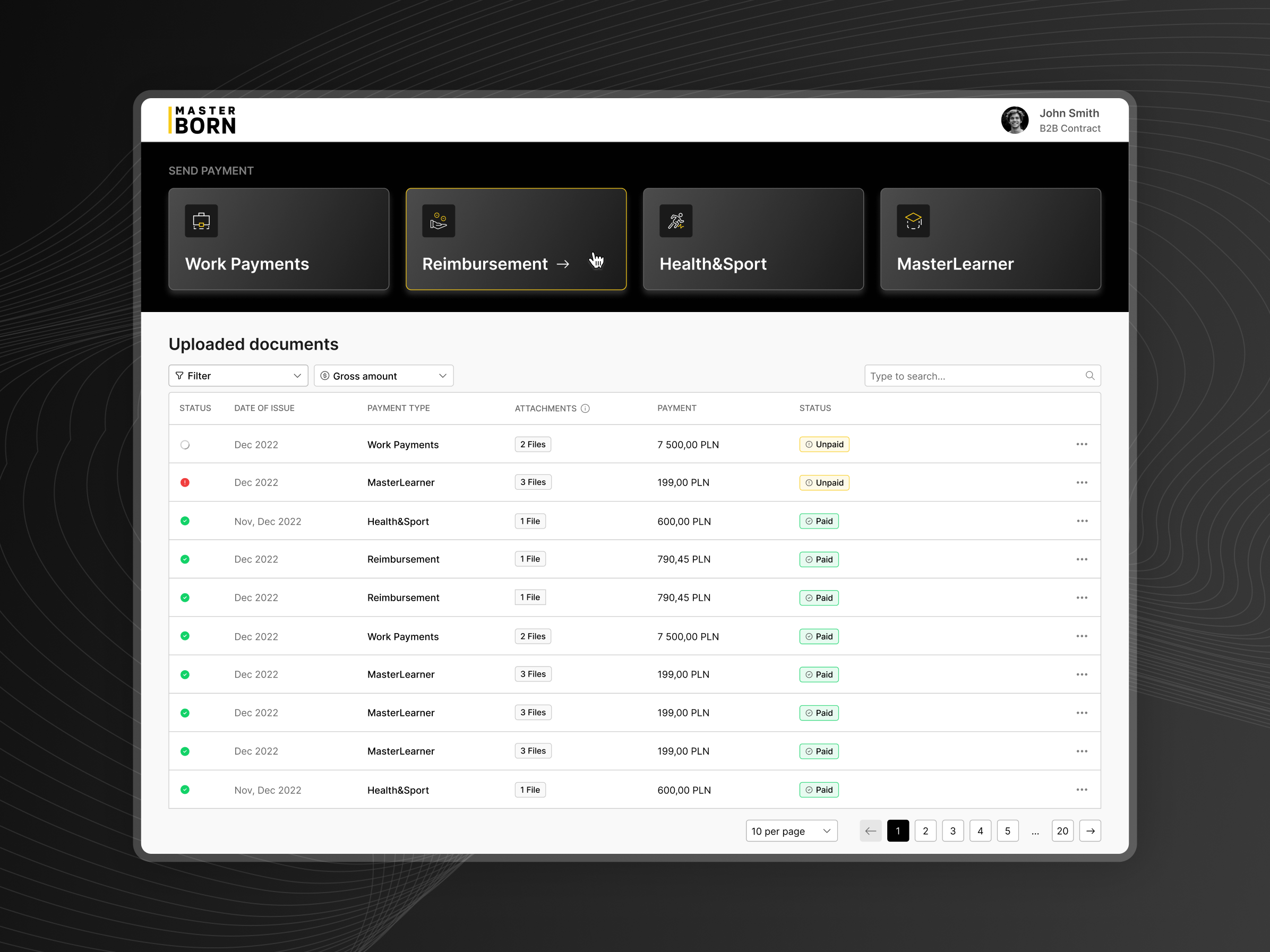 MasterInvoice App app dashboard desktop app drawer form invoice managment invoices table ui ui design user panel user settings ux