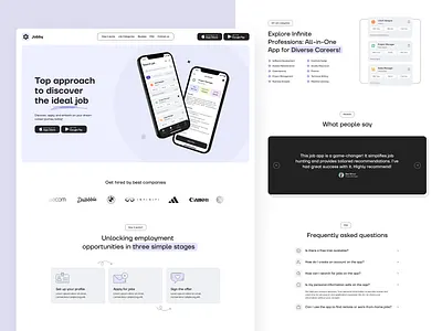 Job Search App - Landing Page clean design clean ui interface landing landing page mobile app ui ux