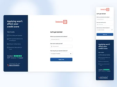 iwoca Sign up form branding business app clean crypto finance app form klarna loan app loans minimal minimalistic progress indicator sign up stages steps ui ux white space