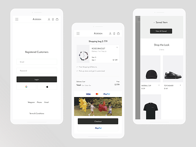 Ecommerce minimal - Product UXUI add to cart buy cart cart page checkout clean e commerce ecommerce mens clothings minimal minimalism minimalistic mobile mobile design paypal shop shopify shopping ui ux