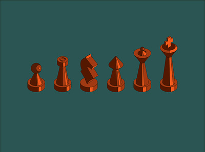 Once a pawn a time. bishop brass chess isometric king knight pawn queen rook