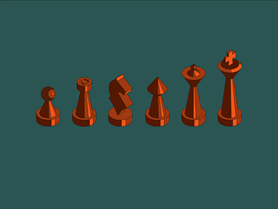 Once a pawn a time. bishop brass chess isometric king knight pawn queen rook