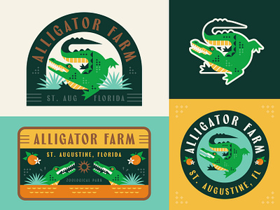 Alligator Farm alligator badge florida illustration logo