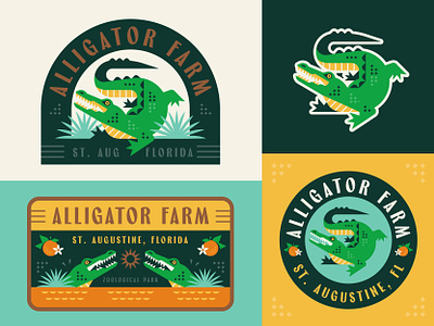 Alligator Farm alligator badge florida illustration logo