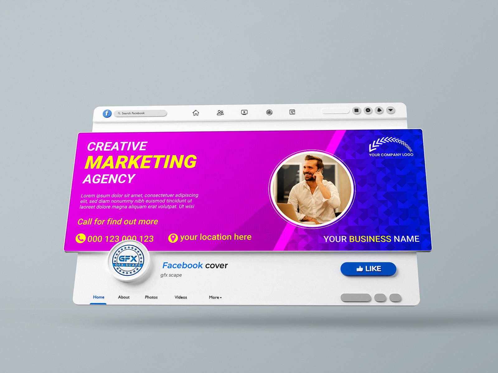 Creative Marketing agency facebook cover page by Md Sofiqul Islam on