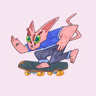 Skater cat 2d after effects animated illustration animation character animation motion design motion graphics