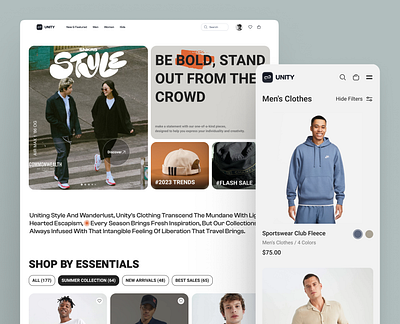 UNITY — Fashion Store (E-commerce website) animation clothes ecommerce fashion landing page mobile design saas store ui ui design web design