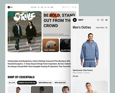 UNITY — Fashion Store (E-commerce website) clothes ecommerce landing page mobile design store ui ui design
