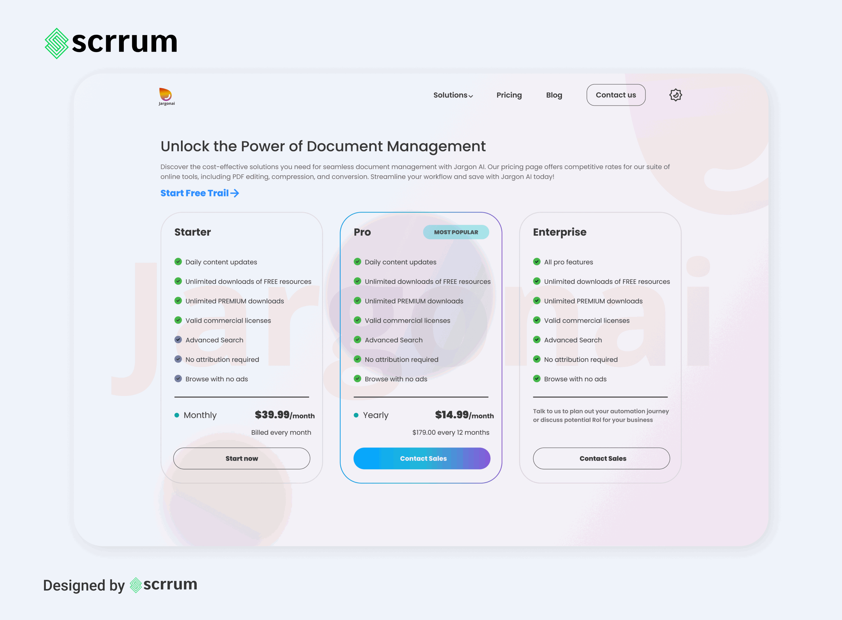 Pricing page for AI tool 3d animation app branding design graphic design illustration logo minimal motion graphics ui ux vector