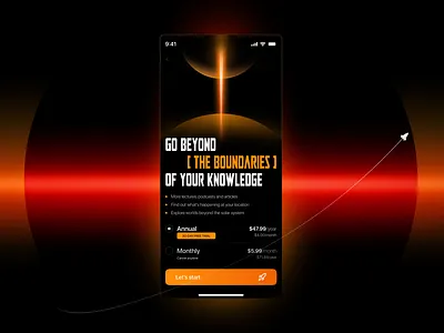 Subscription screen app design concept mobile app screen space subscription ui