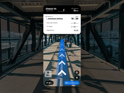 Mobile AR app airport app ar blur boarding branding check in clean flat gradient holiday journey map mobile plane ui ux virtual