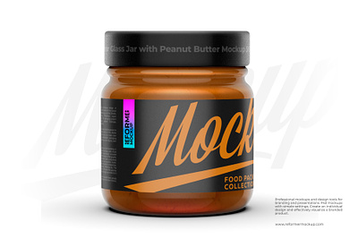 Clear Glass Jar with Peanut Butter Mockup 50ml animation design food illustration mock up mockup package packaging snack template