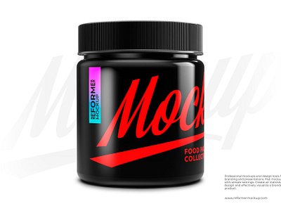 Plastic Black Jar Mockup 200g branding design logo mock up mockup package packaging psd template