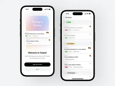 Taskio App app application black branding design grey interface manage minimal minimalistic project project management splash splashscreen task task management ui uiux ux white